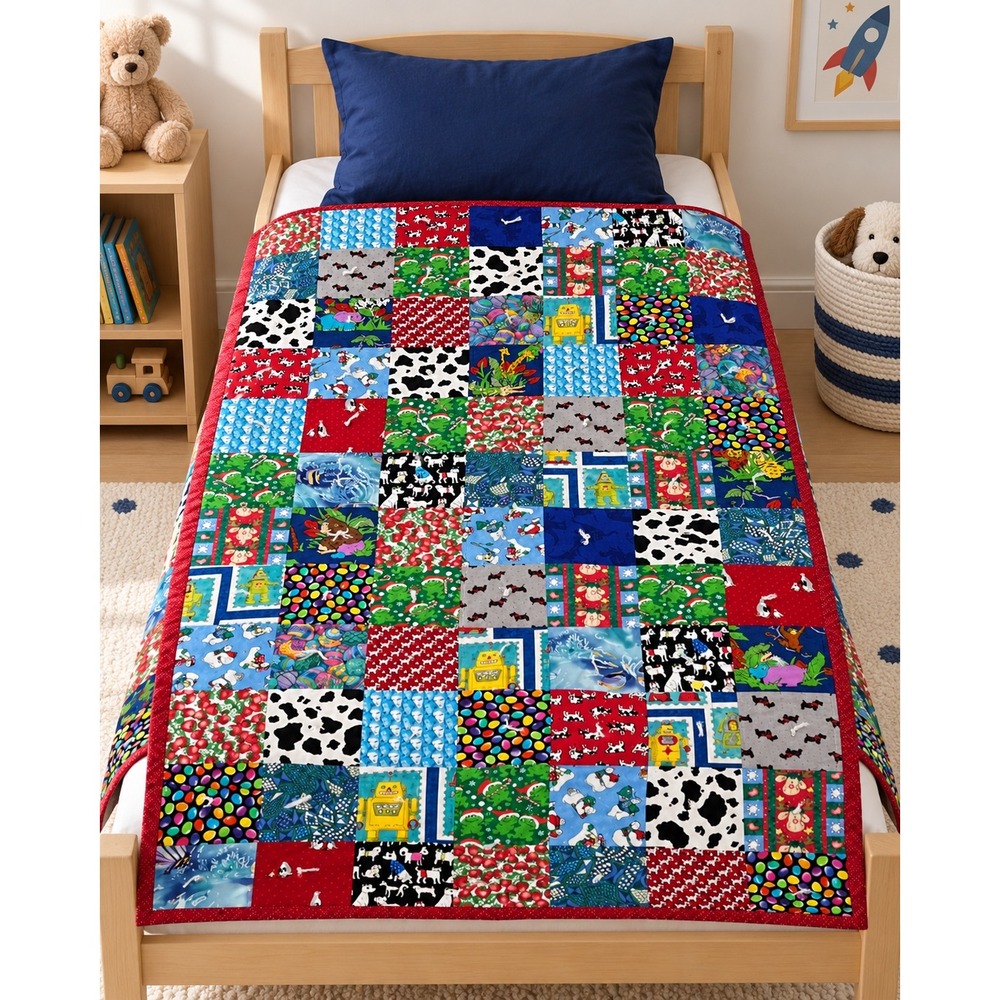 Vintage Handmade Elvis Novelty Patchwork Quilt Twin Topper Throw 40x66